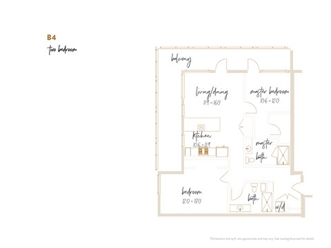 Floor plan for 2 beds, 2 baths, 1325 sqft